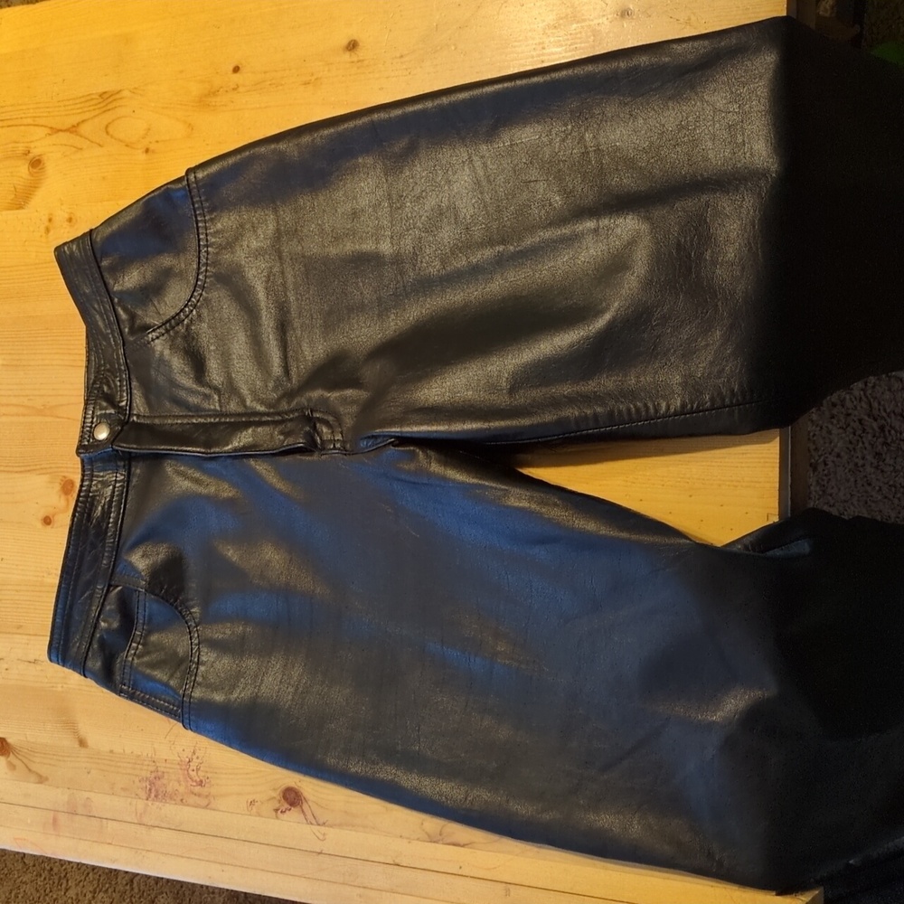 Vintage Chic: LA ROXX 1990's Black Leather Pants with Barrel/Balloon Legs - Picture 1 of 14